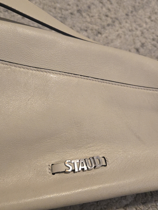 STAUD Cream Leather Valerie Baguette Shoulder Bag - Minimalist Chic - Picture 8 of 16